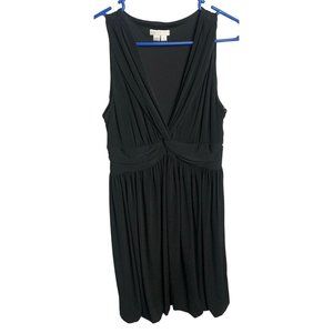 London Times Womens Black Dress Size 8 V Neck Sleeveless New Elastic Hemline